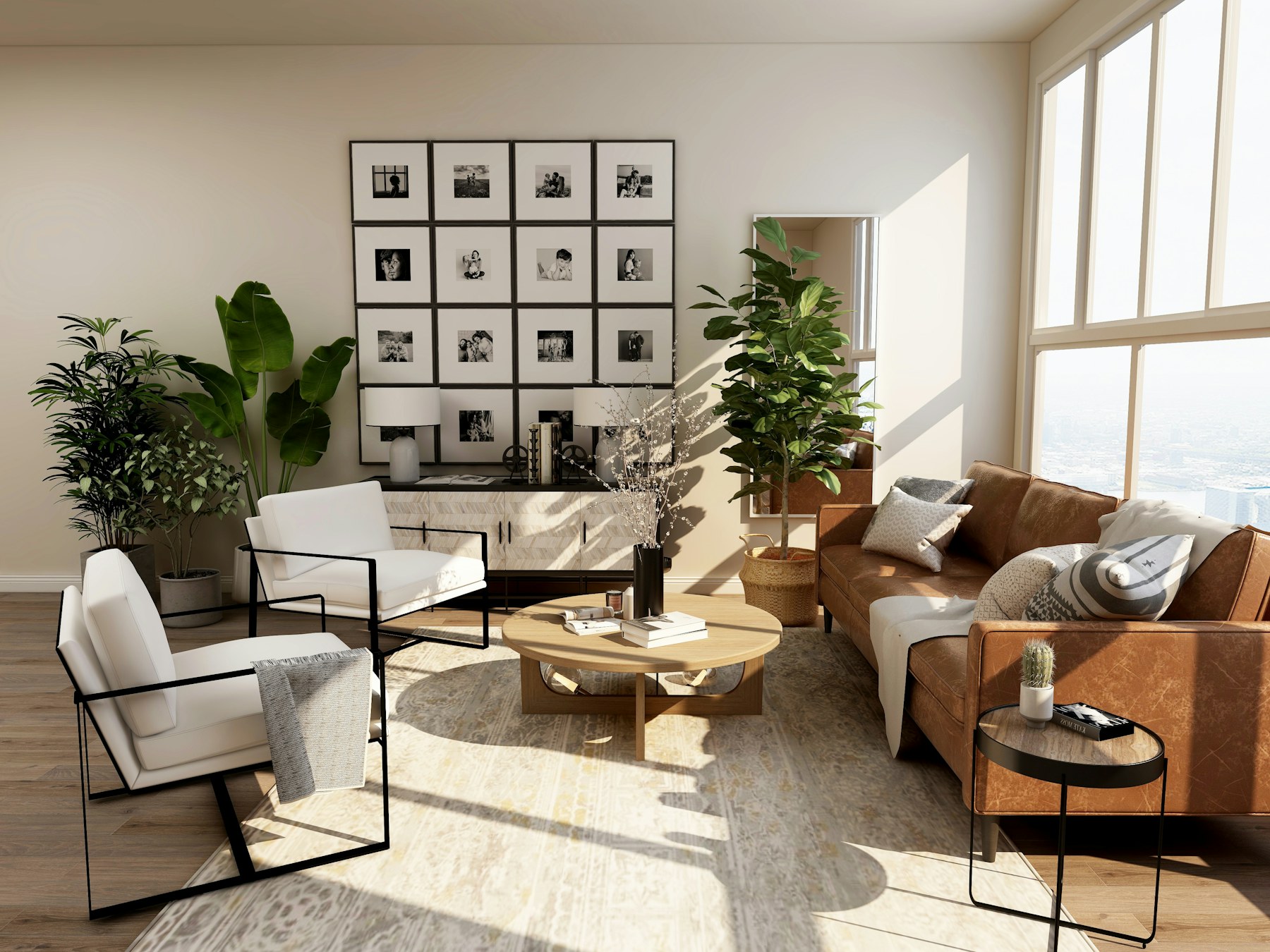 Placeholder photograph of a calm living interior with natural materials
